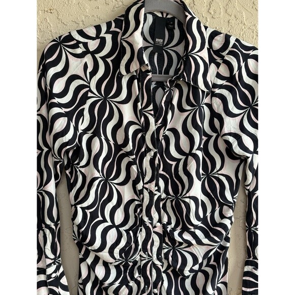River Island London Black Gold Statement Abstract Art Women Sz 12 Jumpsuit Funky - Picture 10 of 11